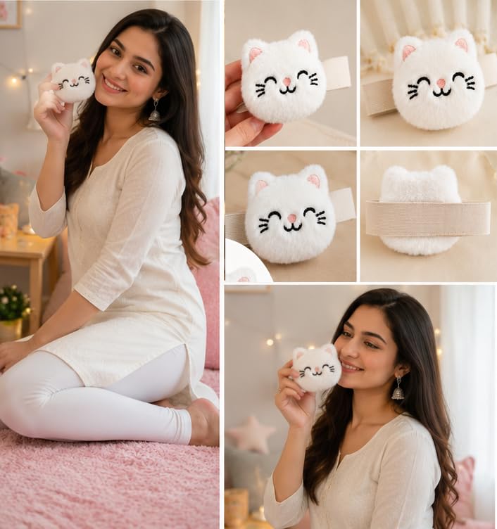 JAZLOG Fur Style Cat with Paw Curtain Tieback | Soft Plush Curtain Holder | Cute Animal Curtain Tie Back | Luxury Window Curtain Accessory for Home Décor 4