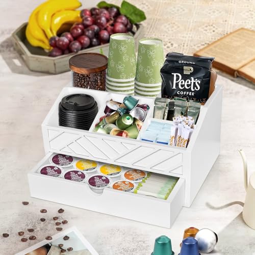 image for Jorkol Coffee Bar Organizer with Drawer, Coffee Station Organizer for 