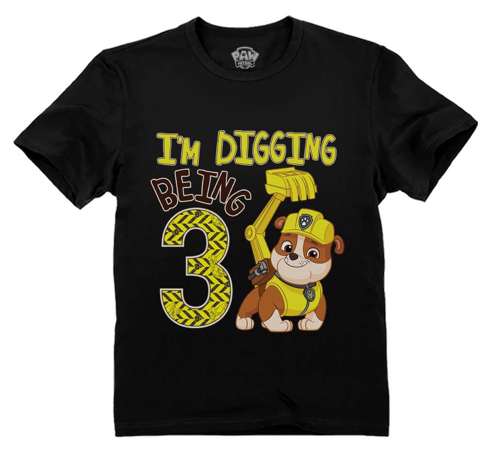 Rubble Paw Patrol 3rd Birthday Shirt - Fun Gift for 3 Year Old Boy - Toddler Digging Theme Party T-Shirt