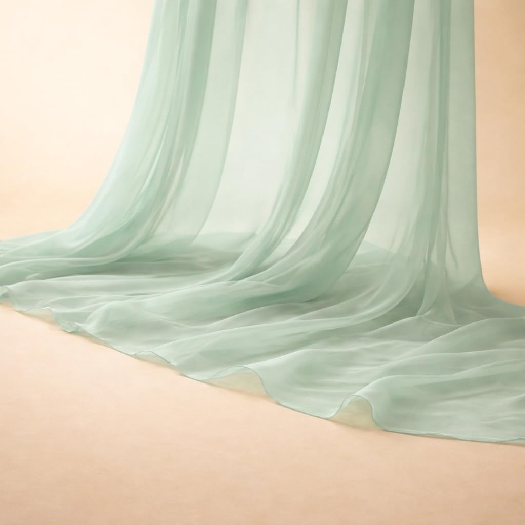 soimoi polyester chiffon fabric, continuous draping panel 56 inch wide 70 gsm, lightweight soft sheer plain weave fabric by 2 yard, ideal for wedding arch draping, backdrop, dressmaking, table runner