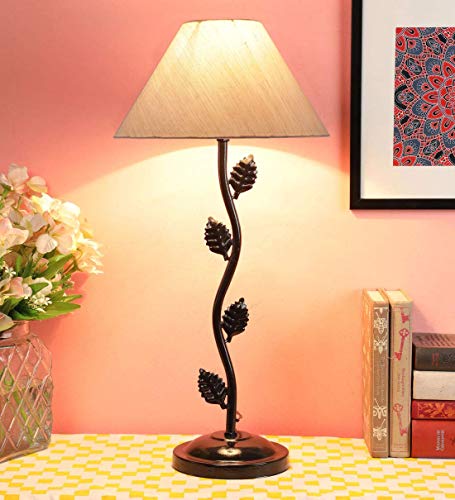 Off White Conical Shade and Beautiful Table Lamp for Bedroom and Drawing Room (Warm White)Pack of 1
