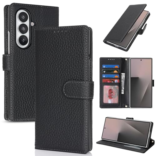 Housse Samsung Galaxy Z Fold 7 portefeuille cuir noir avec fentes cartes homme
