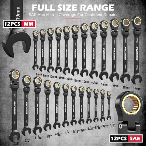 Premium 24-Piece Flex-Head Ratcheting Wrench Set