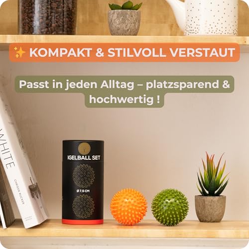 M.S.Lemberg® Igelball Massage Set - Massageball für Reflexzonen, Anti-Stress, Entspannung Geschenk - Noppenball Fußmassage Rücken Nacken Hand Fuß - Ball mit Noppen klein - hart & mittel-weich 6