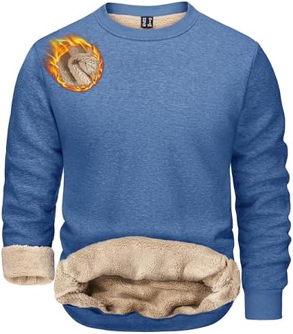 TACVASEN Herren Warme Fleece Pullover Sweatshirts Winter Langarm Shirts mit Fleecefutter