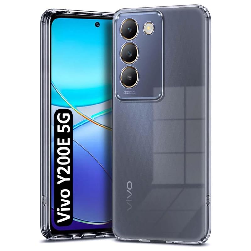 Image of Case Creation New Vivo Y200e Premium Imported 0.3mm Crystal Clear Totu Silicone Transparent Flexible Soft Corner Protection with TPU Slim Back Case Color Cover for Vivo Y200e