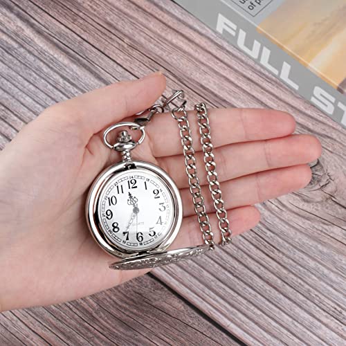 Taschenuhr, Vintage Taschenuhr mit Kette, Arabisch Ziffern Quarz Taschenuhr für Männer Frauen Vater Opa Geburtstag Jahrestag