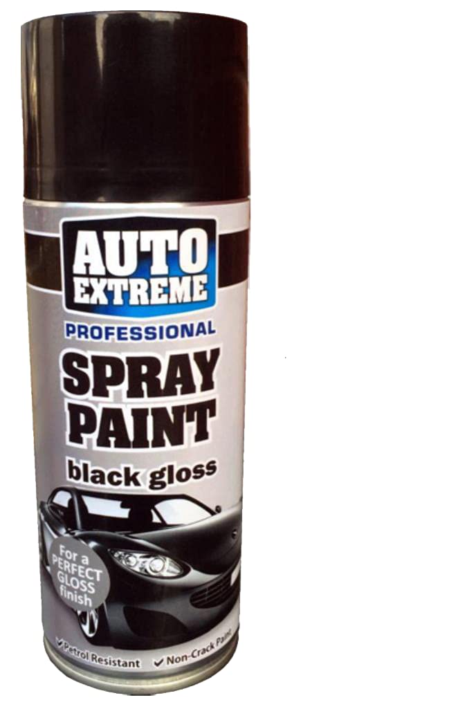 2 x Auto Extreme Black Gloss Spray Paint 400ml / 1x Pair of Disposable Gloves, Professional Quality, Perfect Finish for Cars, Bikes ,Vans, Metal, Wood by Swiss Signature