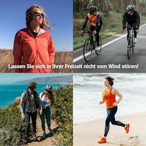 Windfree Ohrenschützer - Lässt Windgeräusche verstummen - Fahrrad Zubehör für E-bike, Rennrad, Mountainbike & Gravel - Gehörschutz Fahrradzubehör für Männer & Damen - Geschenke für Radfahrer - Schwarz