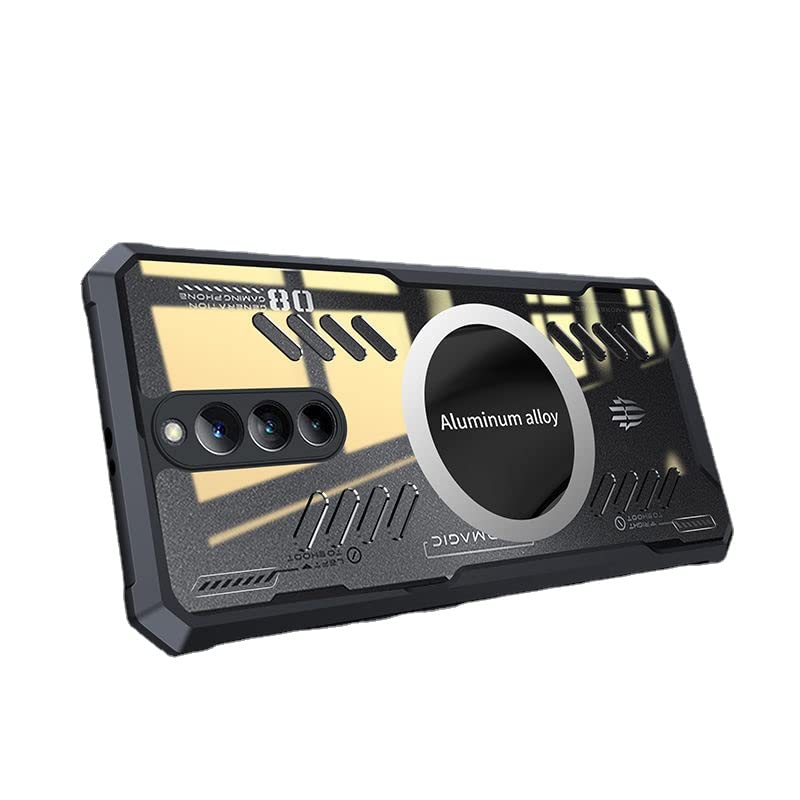 Jarttarn Compatible with Red Magic 8 Pro Red Magic 8 Pro Plus/8Pro+ Case Cover Clear Heat Dissipation Full Protection Fundas (Black)