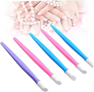 LALAFINA 10pcs Tool Cleaner Plastic Cuticle Pusher Rubber Tip Tipped Cuticle Pusher Nail Cleanser Nail Art Tool Cuticle Pushers Plastic Cuticle Pusher Bulk Manicure Tools Handle