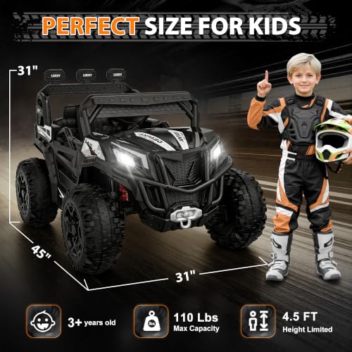 Image of ANPABO 24V Ride On Toys for Kids w /Remote Control, 4WD /2WD Switchable Black