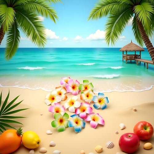 10 Pz Clips para cabello flor Plumeria multicolor Hawaii 7cm accesorios para peinado miniatura 4
