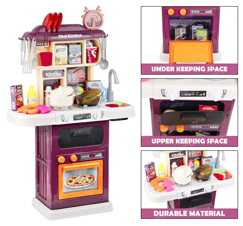 Image of Zest 4 Toyz Kitchen Set for Kids Battery Operated Cooking PlaySet with Light Cooking Sound and Spray Function Pretend Play Toys for Boys and Girls Multicolor (64 Pieces)