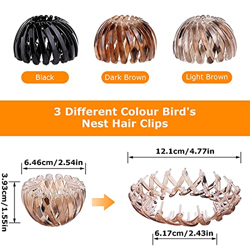 Foto von 3 Stück Haarspangen für Damen, Vintage Vogelnest Haarklammern Große Haarclips Haargreifer Haar Accessoire Haarschmuck für Mädchen Damen