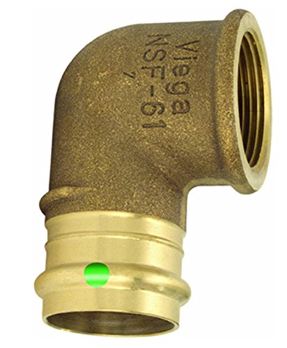 VIEGA 79530 Propress Zero Lead Codo de bronce de 90 grados con hembra 1/2 pulgadas x 3/4 pulgadas P x hembra NPT (2 unidades)