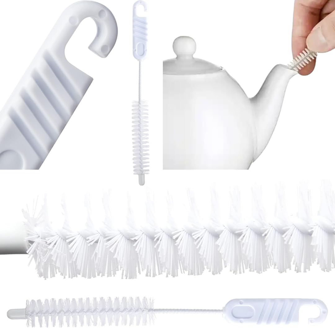 Citystores White Citystores® Ca Teapot Spout Brush Plastic Handle Ideal For Cleaning Narrow Spouts Kettles Coffee Pots Reusable Cleaning Brush Easy Grip Durable Bristles For Precise Cleaning