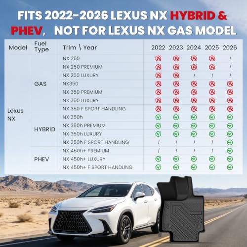 Image of LASFIT Floor Mats for Lexus NX 350h /NX 450h+ Hybrid 2022-2026