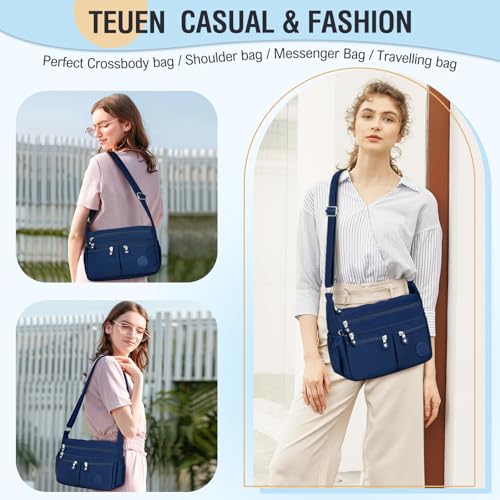 Image of Nylon Crossbody Bags for Women Waterproof Lightweight Large Travel Purses Multi-Pocket Pocketbooks Shoulder Bag