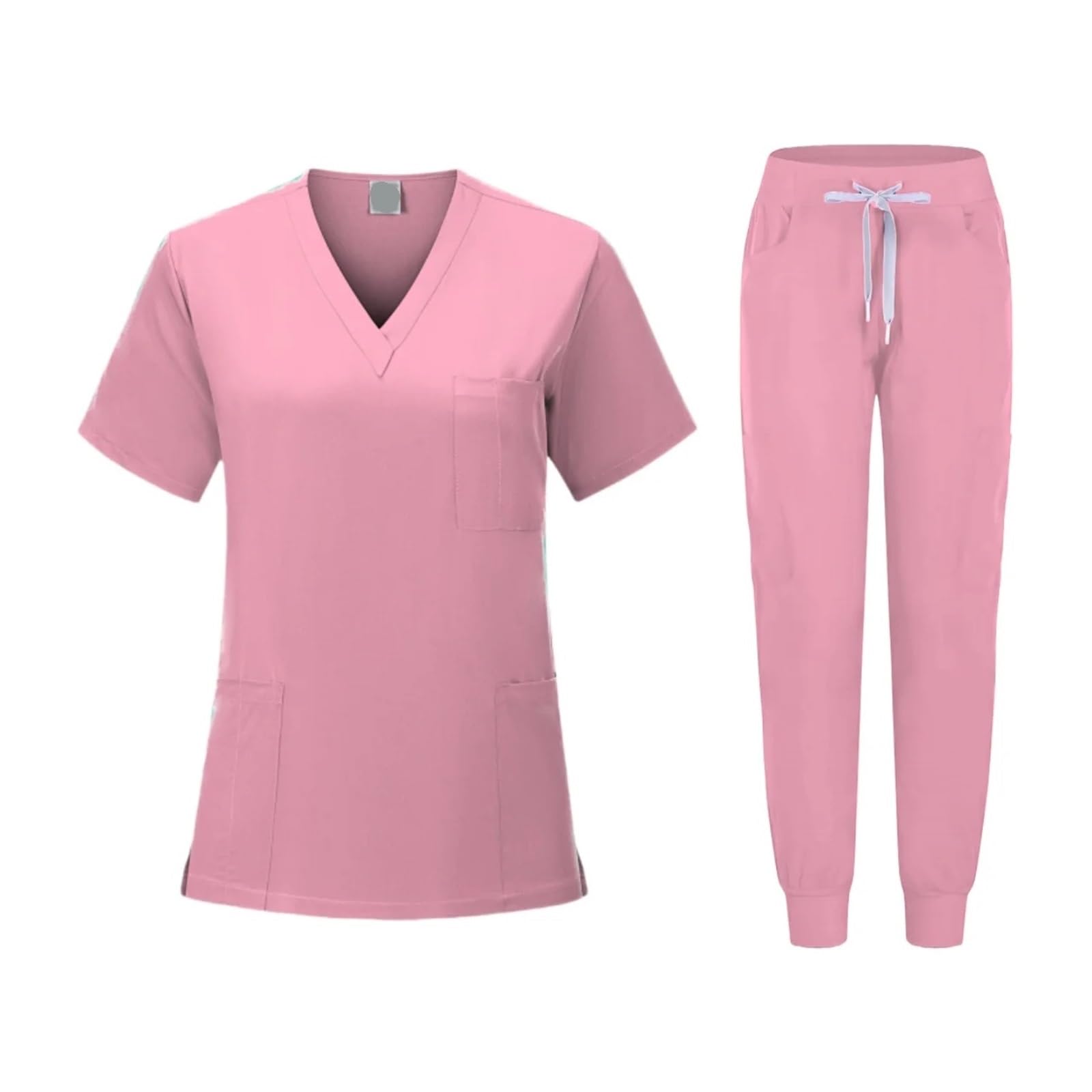 Anti-Falten-waschbares, weiches Gewebe, Krankenschwester-Bekleidung, Krankenhausuniform, Scrubs-Sets for Frauen, Jogger Für Beauty Salon Klinik(Pink,M)