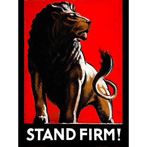 Wee Blue Coo Prints Propaganda Stand Firm Lion New Fine Art Print Poster Picture 30x40 CMS León Lámina Póster Imagen