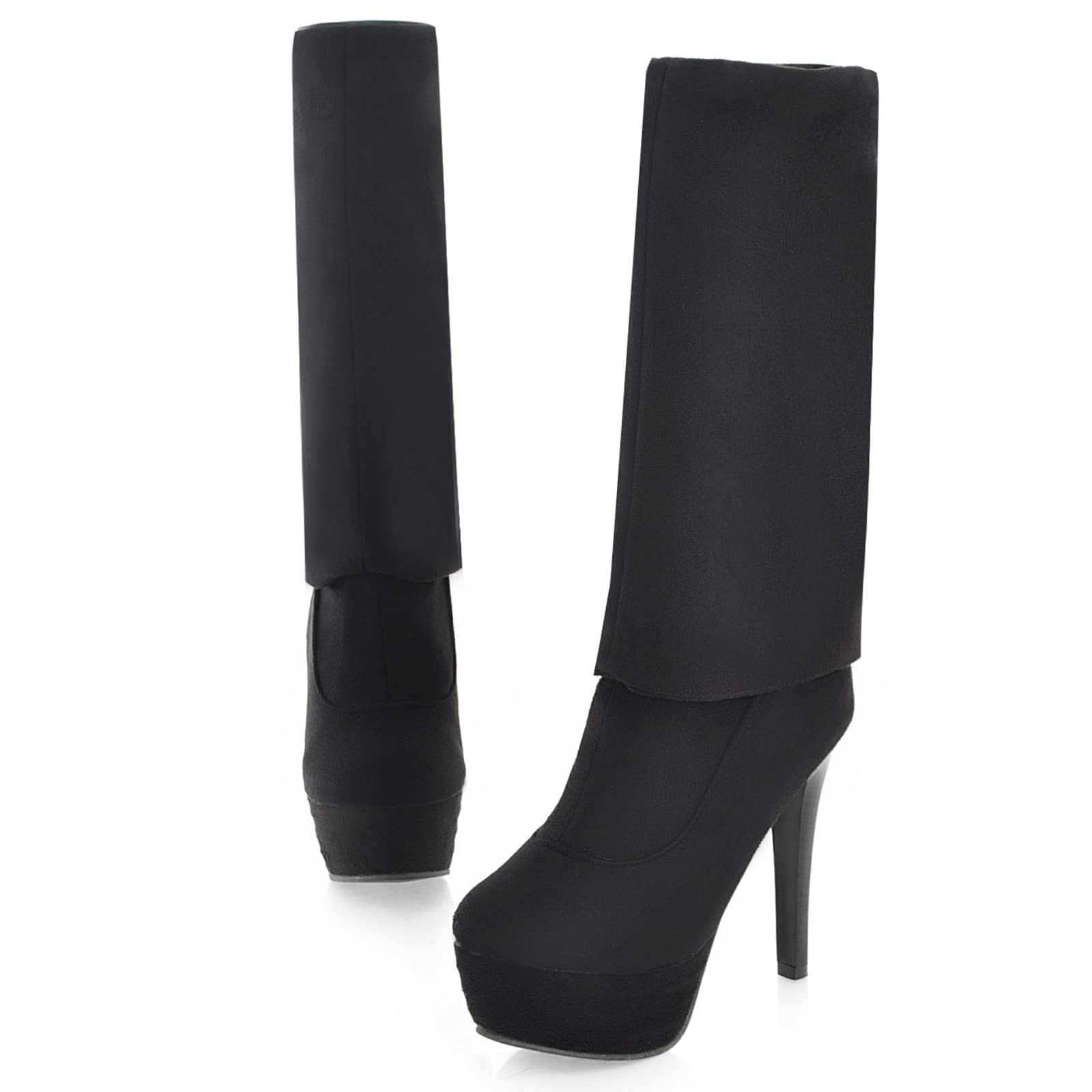 Bviennic Femmes A Enfiler Mode Cuissarde Aiguille Leopard Boots