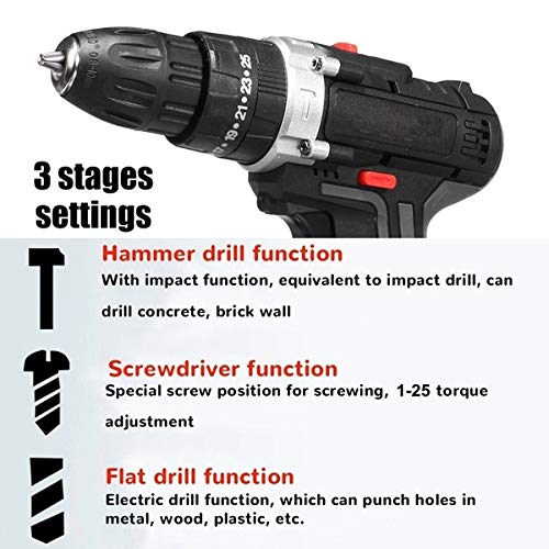Xegood 88V/80W 2 Gang akkuschrauber akku schlagbohrer 2x2200mAh Drill Power Tool Kit Zufällige Farbe-EU – Bild 8
