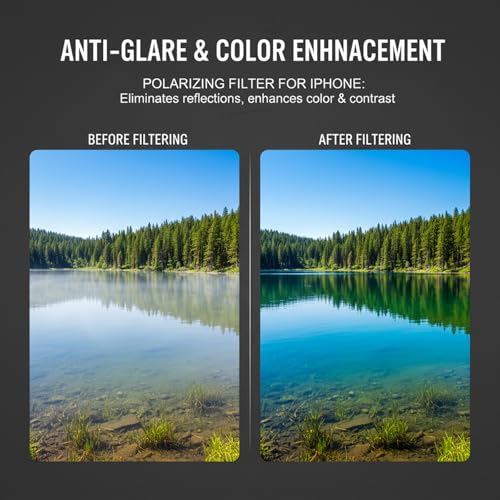 Image of Magnetic CPL Filter for iPhone 12-17, 52mm, Anti-Glare Lens | 52mm Glass Optics, Quick Mount, 360 Rotatable Ring, Reduces Reflections Enhances Colors, Ideal for Outdoor Photography