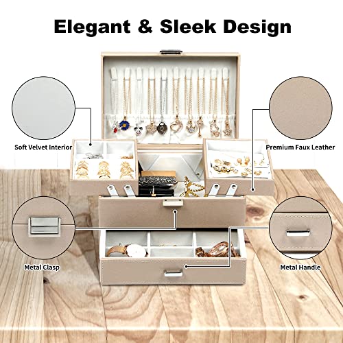 Dajasan Jewelry Storage Box Portable Travel Jewelry Case Decorative Jewelry Gift Box Pu Leather Large Travel Jewelry Organizer Box For Friends, Wife Or Mother #TOP6