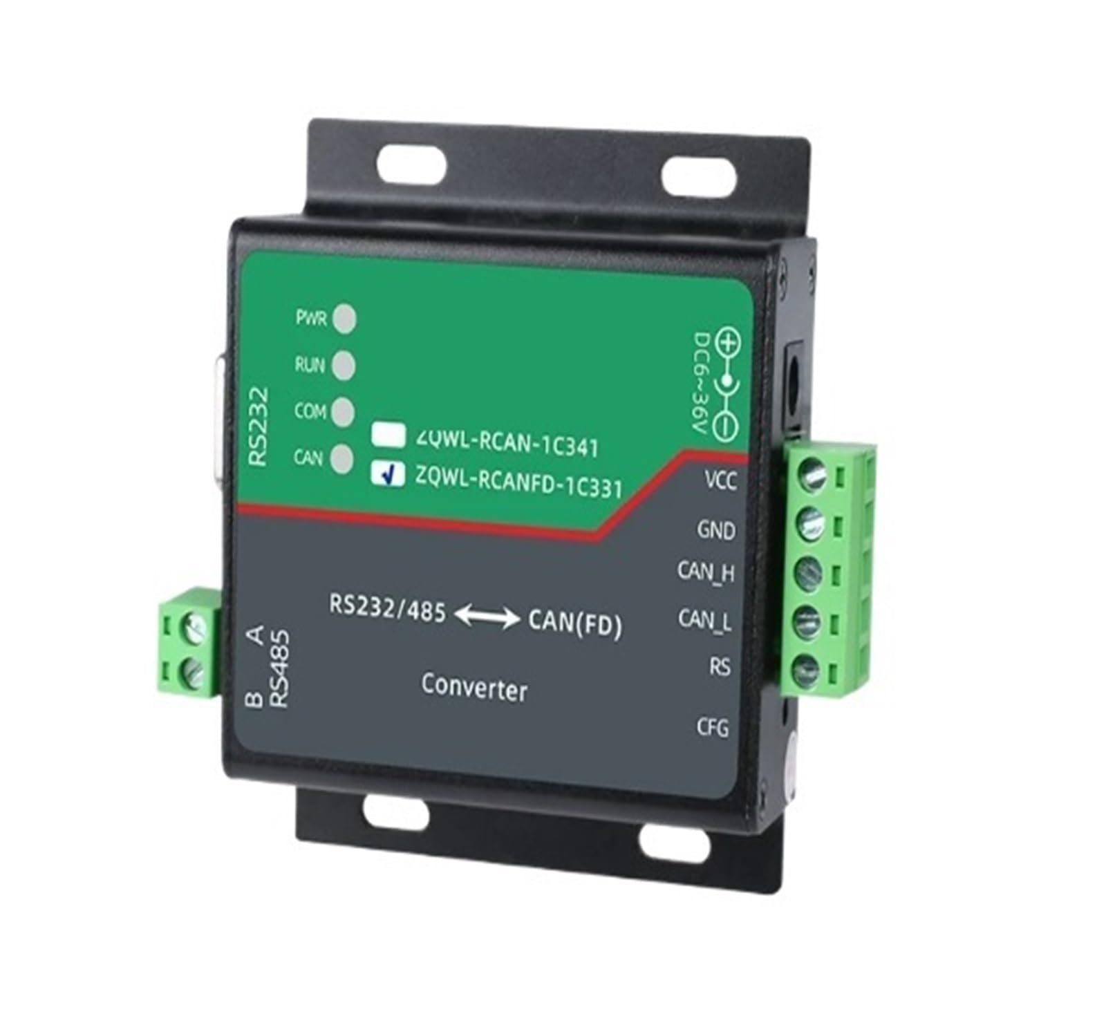 Convertitore da seriale a CANFD RS485/232,ZQWL-RCANFD-1C331