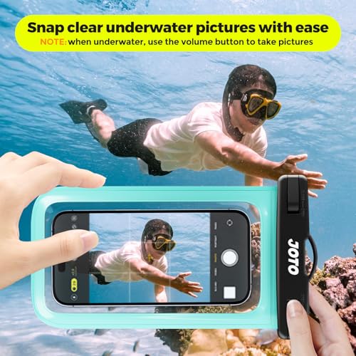 Image of JOTO Up to 7 inch Universal Waterproof Phone Case for iPhone 17 Air 16 15 14 13 12 11 Plus Pro Max, IPX8 Cellphone Dry Bag XR X SE, Galaxy S23 S22 S21 S20+ S20 S10 Plus Note, Pixel -Green