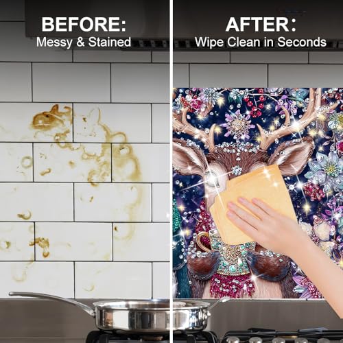 Image of Penguin Deer Jewel Floral Backsplash Peel and Stick, 35.4x23.6 in