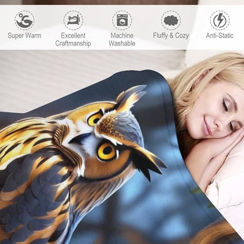Manta de búho en forro polar con estampado 3D de alta definición y tacto suave 6