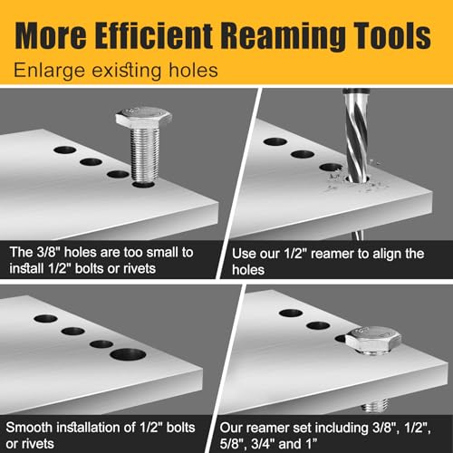 Iwongo DCR05 Hss Bridge Construction Reamer Set, 3/8 Inch 1/2 Inch 5/8 Inch 3/4 Inch 1 Inch Taper Bridge Reamer Drill Bit Tool For Steel Metal Wood Plastic To Align Existing Hole And Enlarge Hole thumb #5