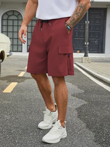 Image of Hardaddy Men's Casual Stretch Cargo Shorts Classic Drawstring Elastic Waist Relaxed Fit Work Short with 5 Pockets