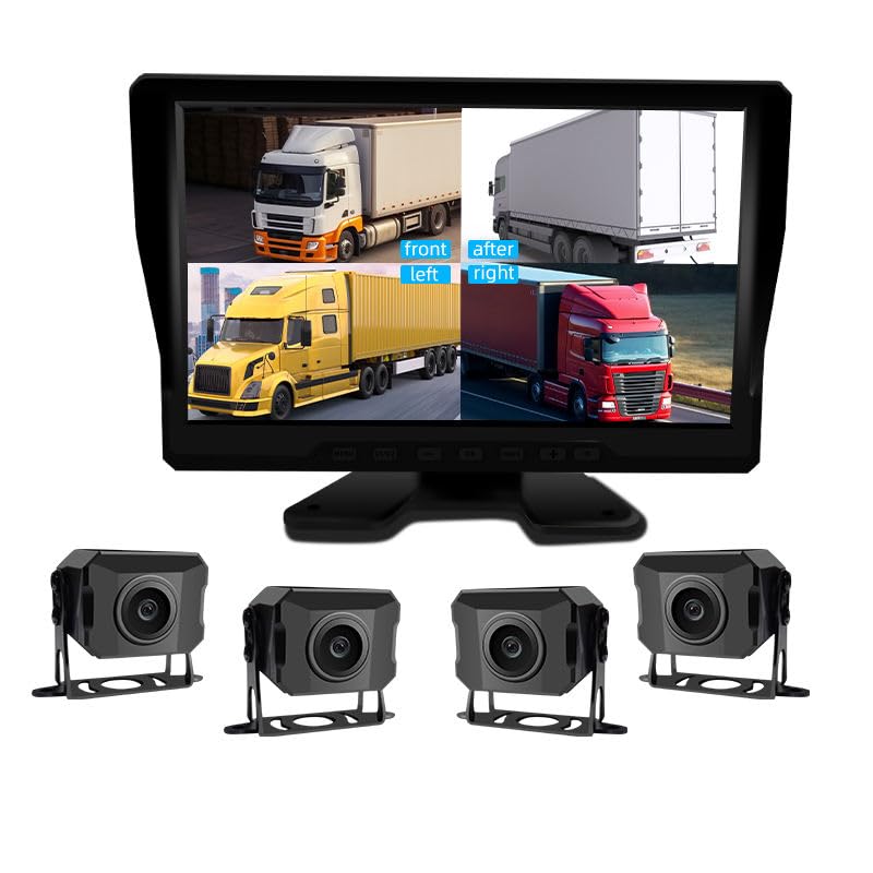 Bus 7 inch Truck Monitoring System with 4 Channel HD 720p AHD Ip68 4 Camera and Monitor for Truck 360 Panoramic Driving Recorder-image-7