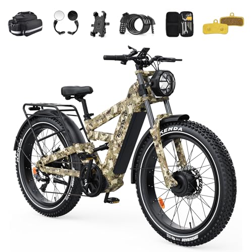 Image of TESWAY X9 Ultra Dual Motor Ebike, 26 inch Fat Tire Full Suspension AWD Electric Bike for Adults, 4000W 43MPH 240NM, 60V 30Ah /25Ah 120 Miles Long Rang