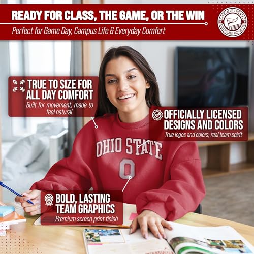 Image of NCAA College Sweatshirt Fleece Crewneck Pullover for Men and Women | Officially licensed NCAA college gameday crewneck pullover - 9 oz fleece lined sweatshirt with arch and logo design