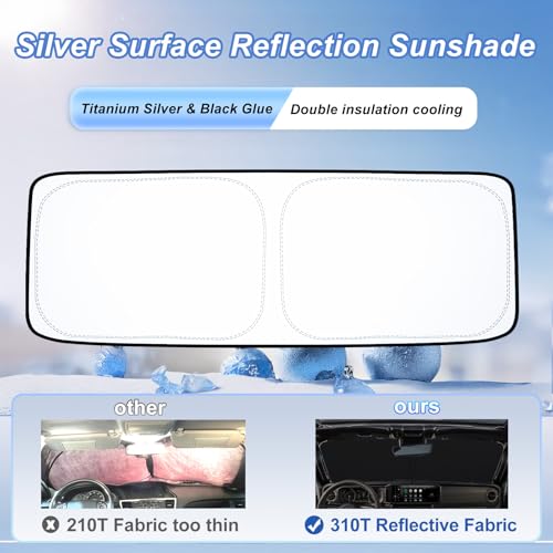 Image of Windshield Sun Shade for 2018-2026 Jeep Wrangler JL JLU & 2020-2026 Gladiator JT, 310T Polyester Foldable Front Window Shade Cover, Full Coverage UV Heat Blocker, Keep Interior Cool