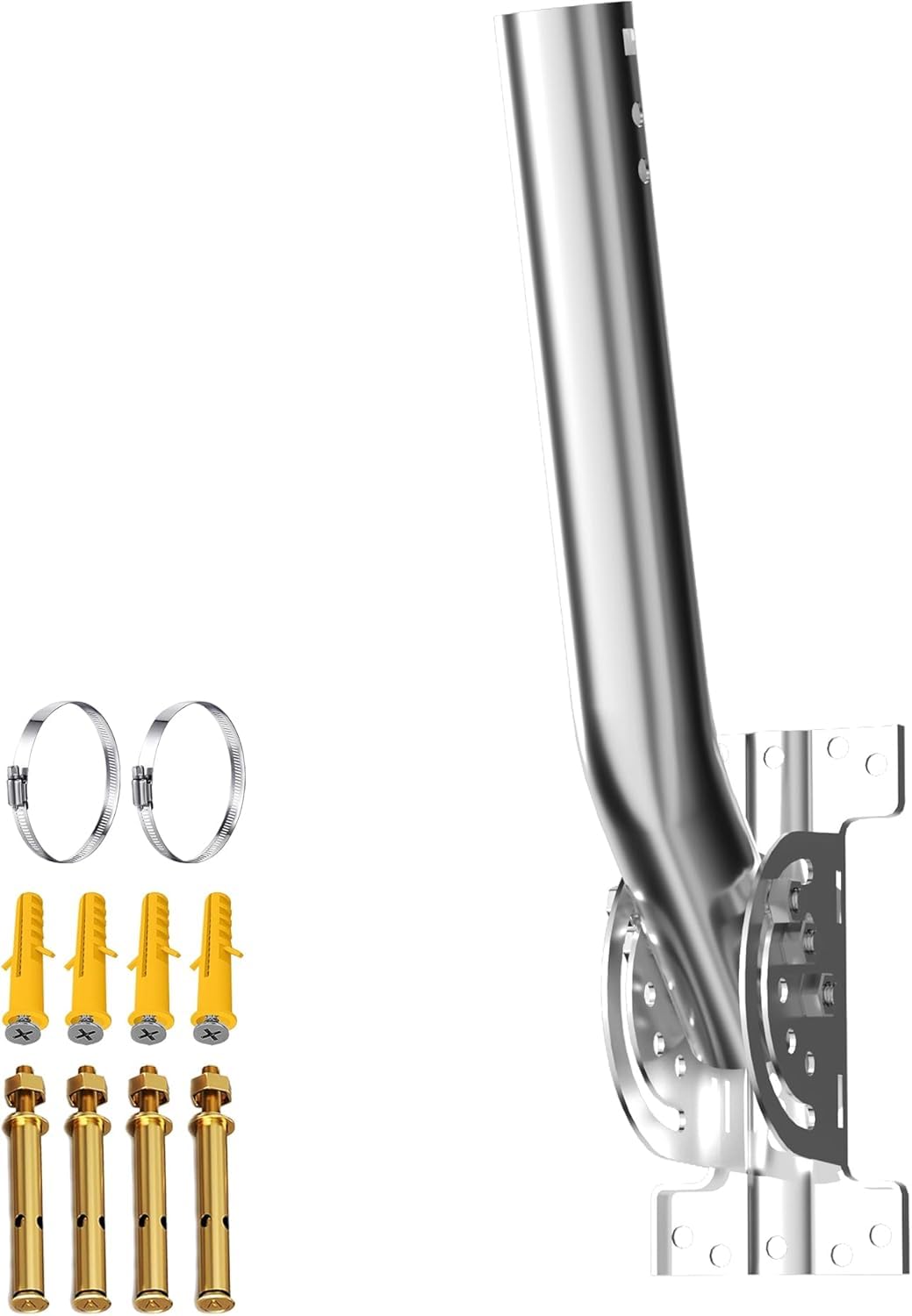 Universal Heavy Duty 430 Stainless Steel Antenna Mount Pole – 1.38" Dia x 14.6" L Mast for Wireless Bridges, Outdoor Antennas, Starlink, Weather Stations &amp; WiFi Extenders, Silver