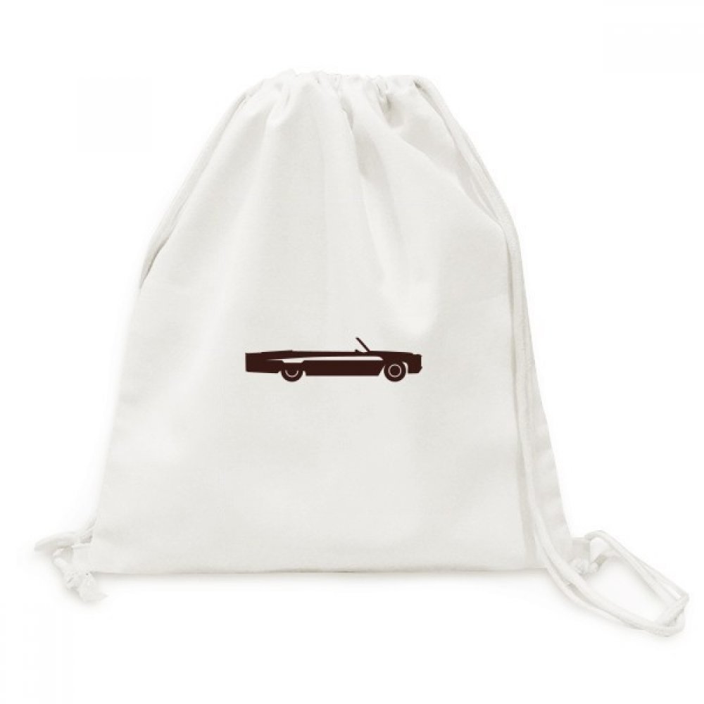 Toile Drawstring Backpack avec silhouette de voitures noire géométrique sac de voyage classique