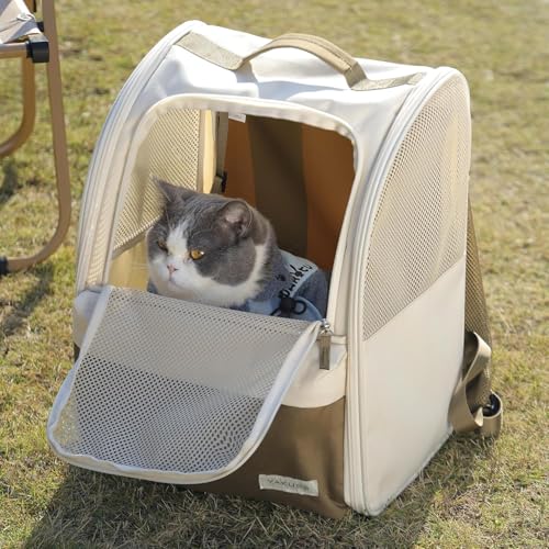Yakuss HundeRucksack und KatzenRucksack für Kleine Haustiere,600D verschleißfestes Oxford-Gewebe, Hundetragetasche, Katzenrucksack, geeignet für Reisen (2-7kg)