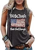 Wudlads We The People Have Had Enough American Flag Tank Top for Women 4th of July Sleeveless Shirt Casual Patriotic Racerback Tee (Medium, Dark Grey)