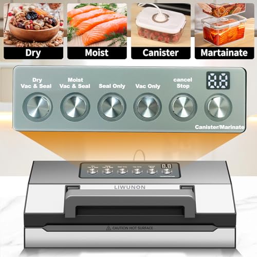 Precision Vacuum Sealer – LIWUNON Stainless Steel Food Vacuum Sealer Machine, Double Heat Seal, All-in-One Versatile for All Foods, Large Bag Storage, Built-in Cutter, Easy-Lock Handle - Image 3
