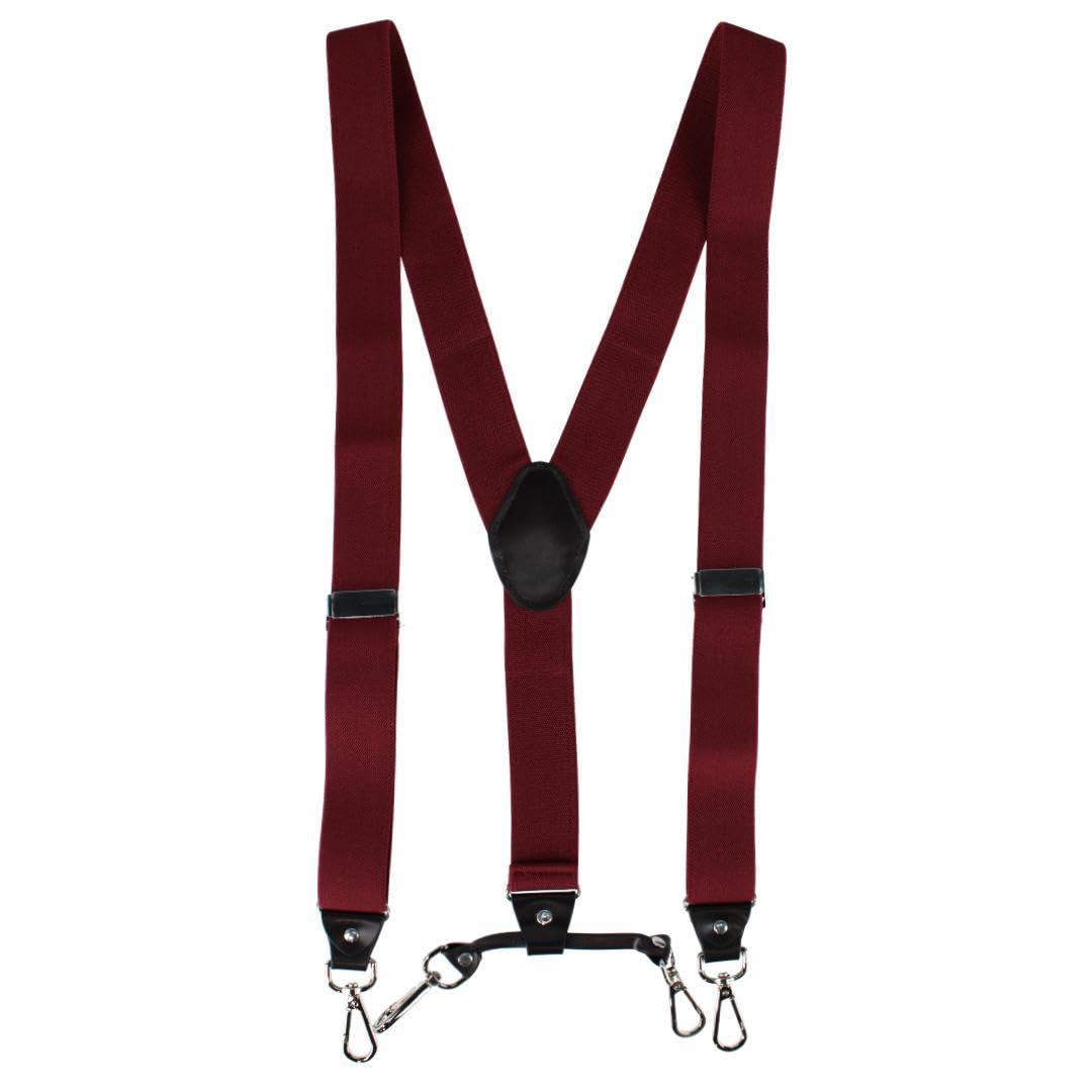 CTM Men's Elastic Y-Back Sleek Swivel Hook Braces, Burgundy