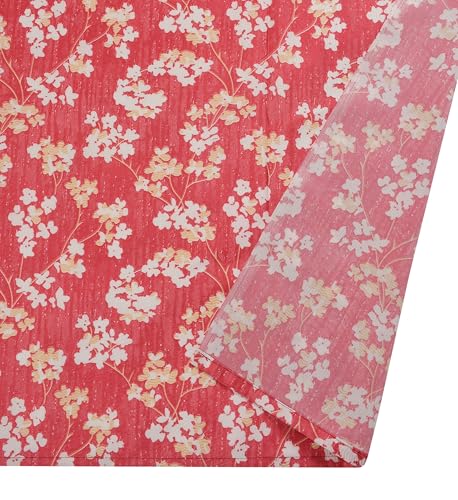 Image of Floral Printed Home Decor Curtains for Living Room, Bedroom Doors and Windows Panel, Parda, Eyelets Hanging, Maroon, 4 x 6 Feet, 1 Piece