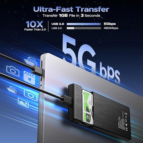 Image of PremiumAV 2.5-Inch SATA Portable External Hard Drive - Slim USB Storage Device for Laptop, PC, Mac, Smart TV - High-Speed Data Transfer, Plug & Play Backup Drive - Black