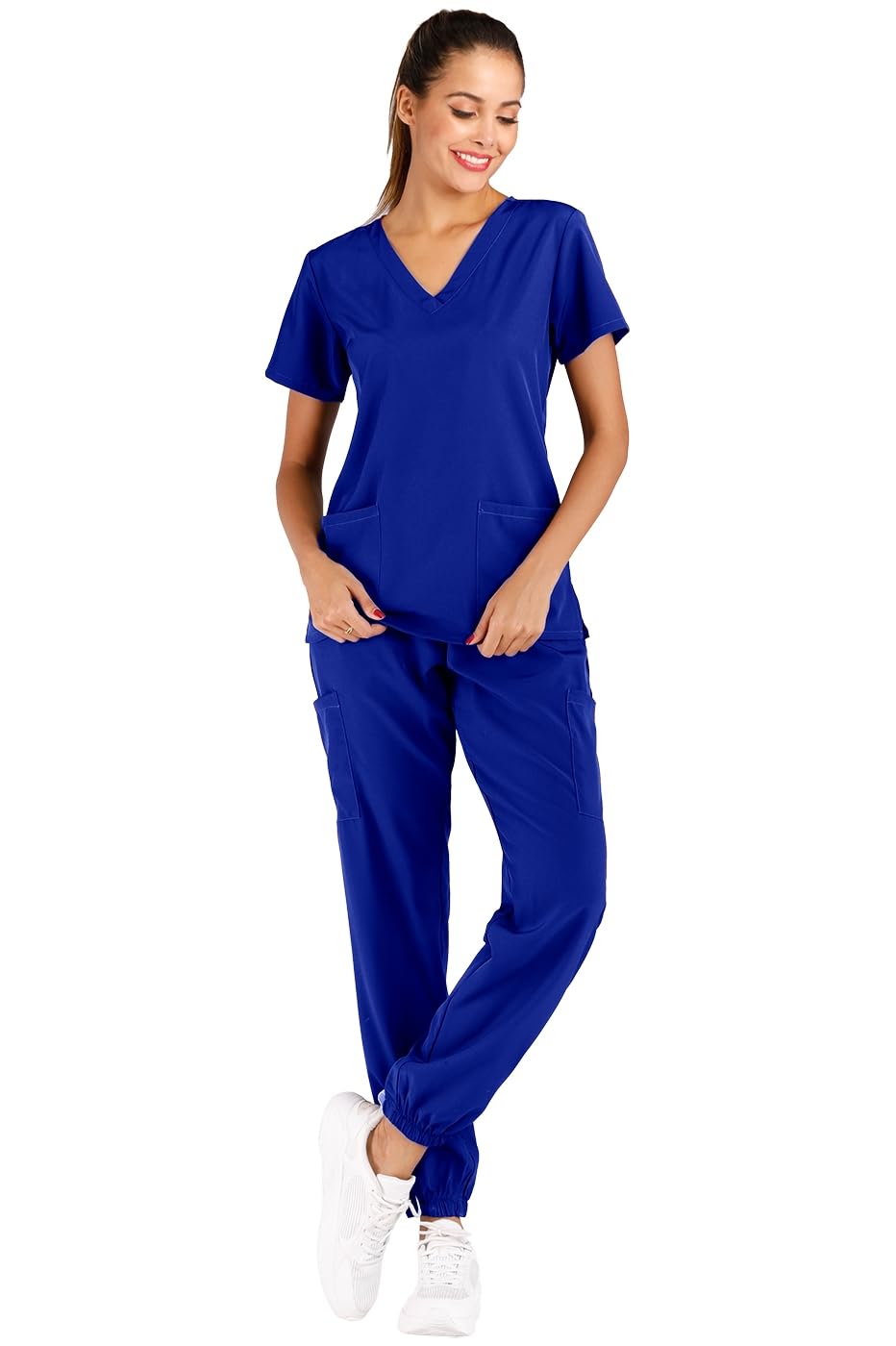 Minty Mint Women's Scrub Set Fit Lightweight Durable V Neck Top Slim Skinny Cargo Scrub Jogger Pant