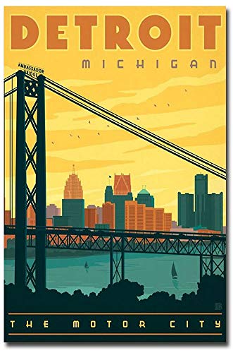 Imán de nevera Detroit Ambassador Bridge 2.5 x 3.7 pulg miniatura 1