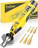 EzzDoo Electric Cordless Chainsaw Sharpener Kit - Portable 12V Chain Saw Sharpener Tool with 6 Titanium-Coated Diamond Bits(Wheels) & Angle Guide - Easy to Use for All Chainsaw Chains.